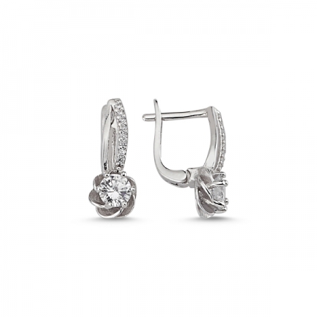 Cercei argint 925 rodiat cu floricele si zirconii albe - Be Nature ETU0026 [0]